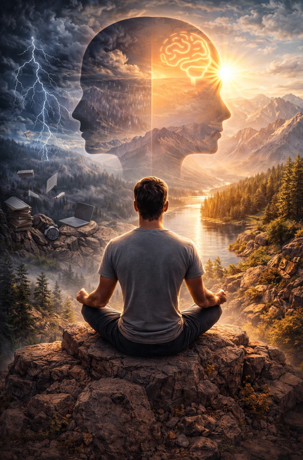 A quiet moment illustrating the relationship between inner balance and clear thought
