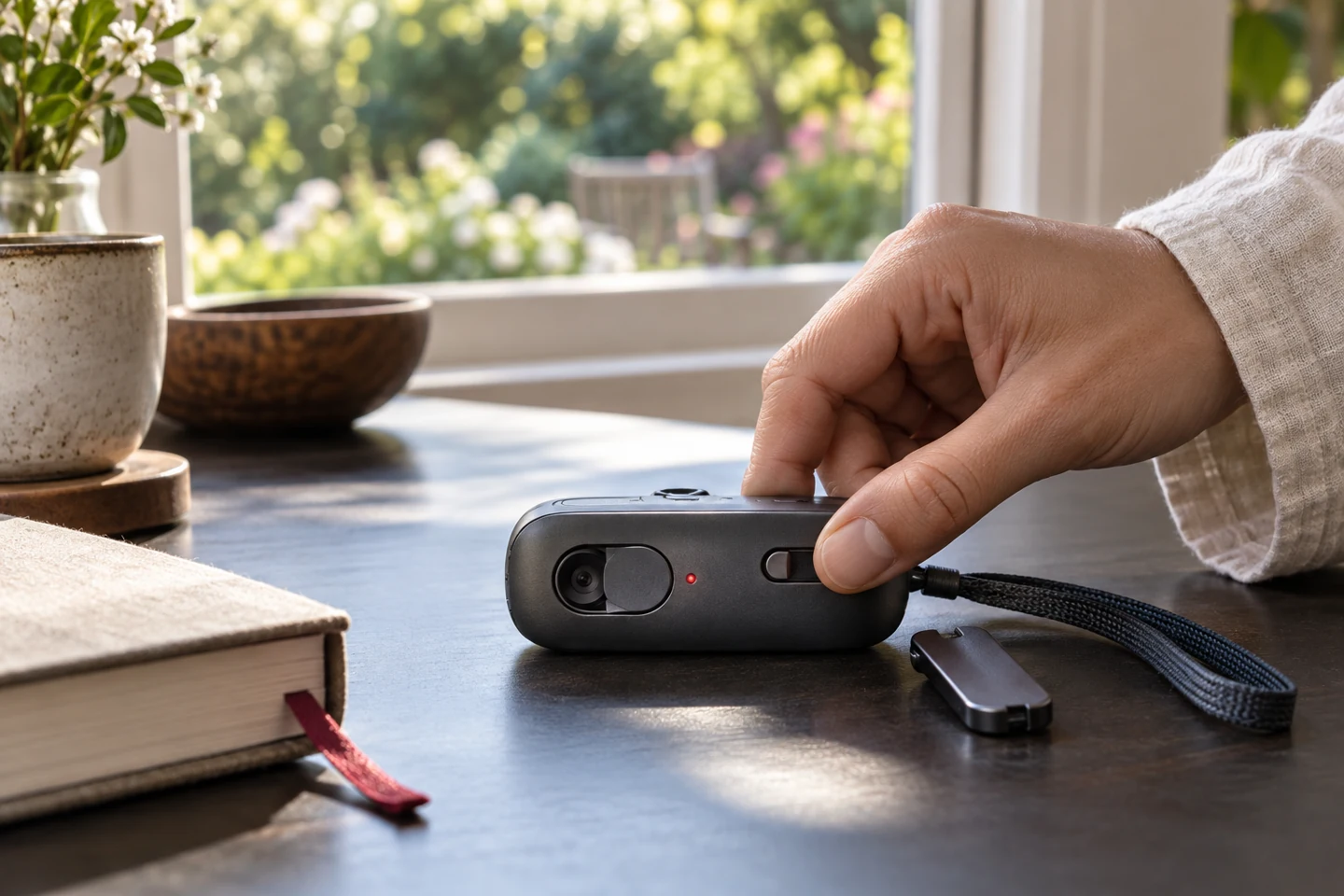 A physical off switch on a wearable recorder illustrates a meaningful right to disconnect