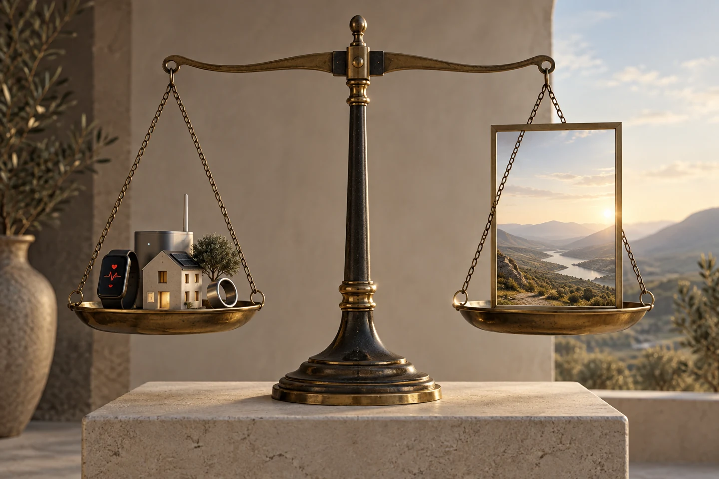 A conceptual balance between connected comforts and personal freedom