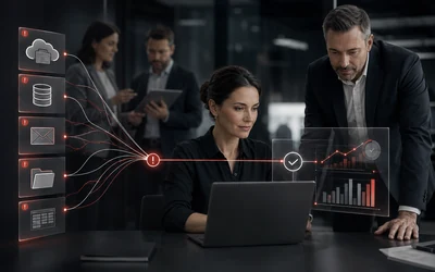 Poslovna ilustracija teme „Data governance za menadžment: ko je odgovoran za tačnost podataka”.