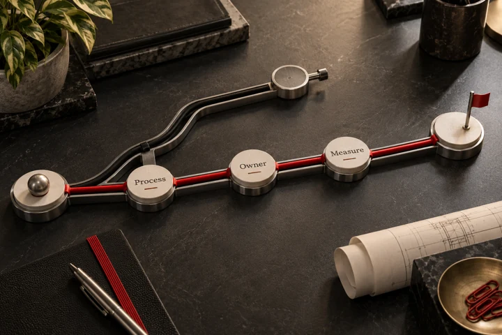 A tactile model of a connected business route and a disconnected alternative
