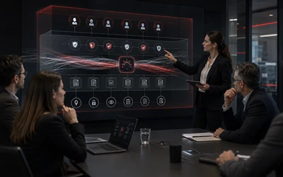 Ilustracija teme AI governance u kompaniji u poslovnom okruženju