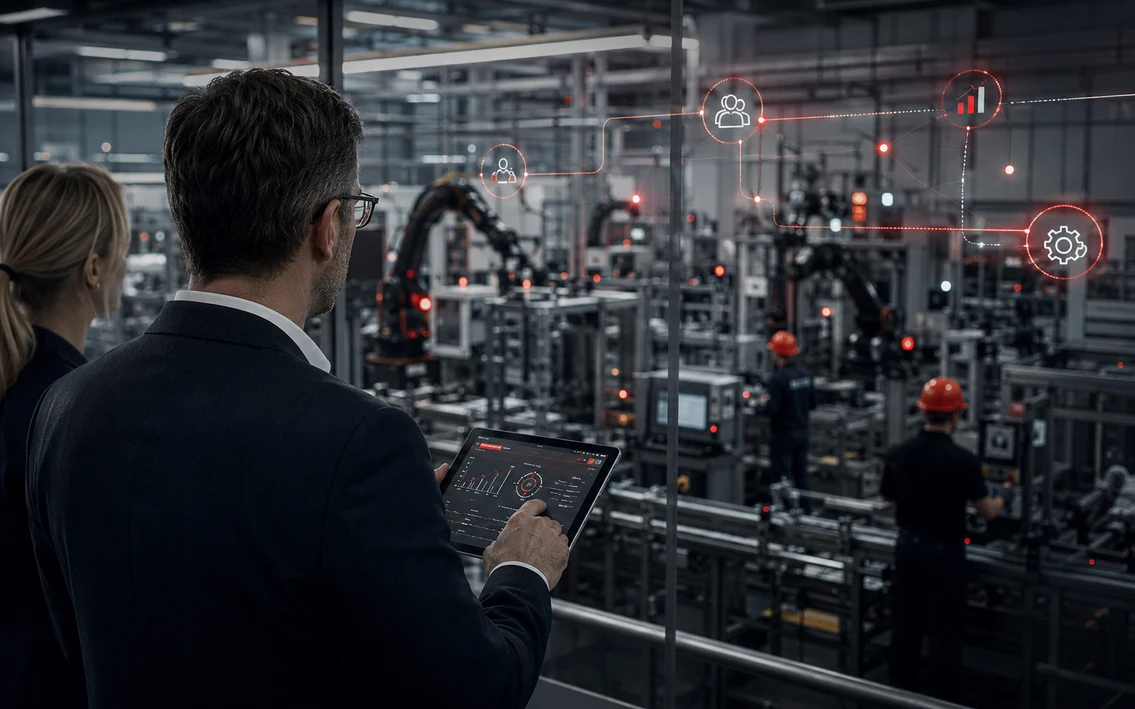 Illustration for ai and automation in manufacturing: how to reduce downtime and manual work in a business system.